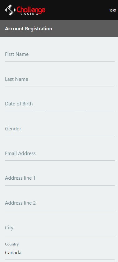 Challenge Casino Registration Process Image 1