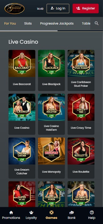 Grand Hotel Casino Mobile Preview 2